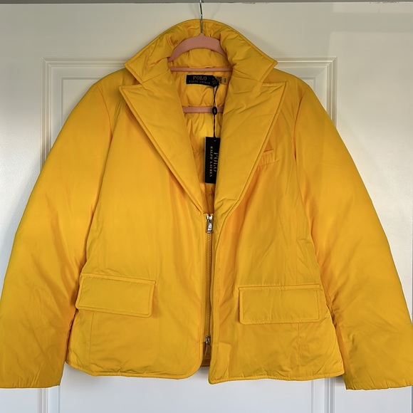 NWT Polo Ralph Lauren women’s belted down-filled yellow jacket Size XS - Picture 6 of 16